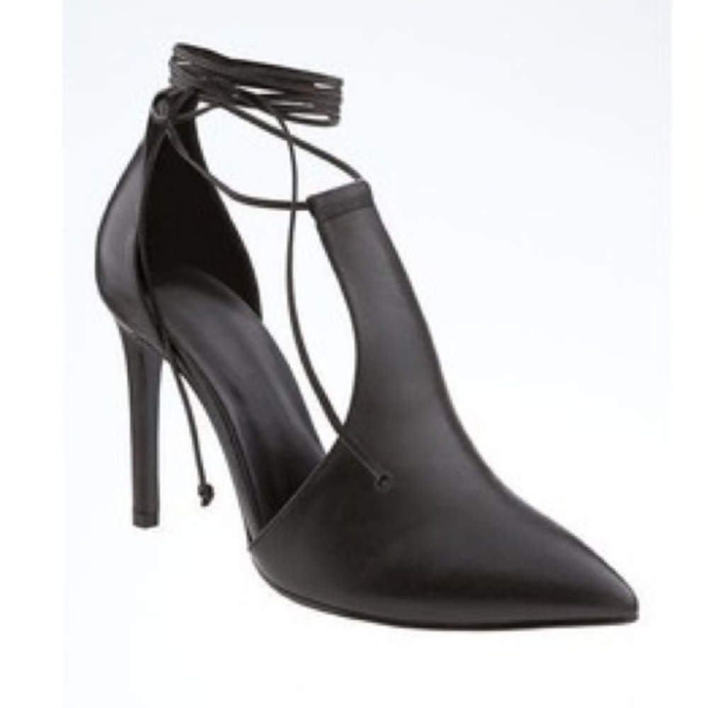 Banana Republic Deanna Lace Up Black Leather Pumps size 10 NIB